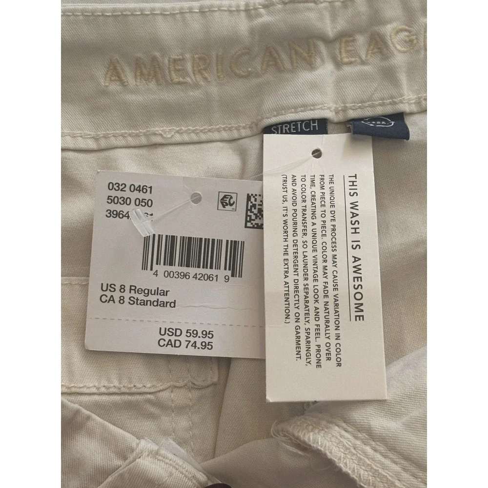 American‎ Eagle Womens 8x30 NWT Dreamy Drape Baggy Wide Leg Cream Cargo Pants - Picture 6 of 8